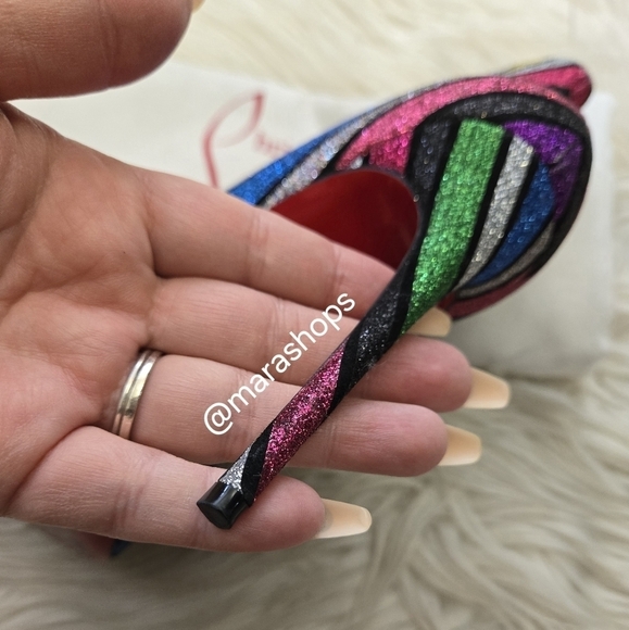 Christian Louboutin Suede Stripy Glitter So Kate Booty 100 Ankle Boots 41 Multi - Picture 9 of 15